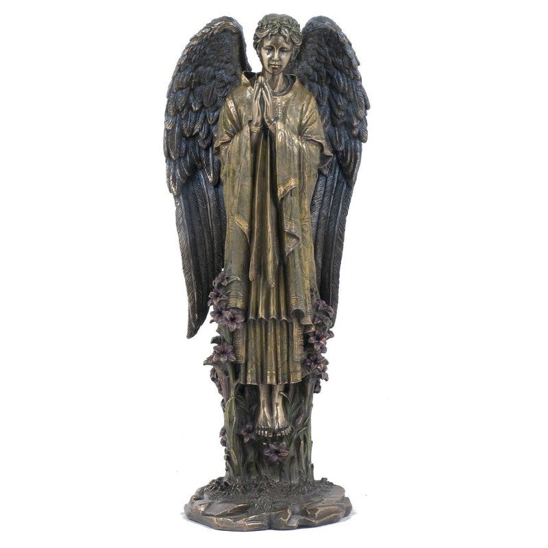 Cast Bronze Angel Figurine, Praying Gabriel