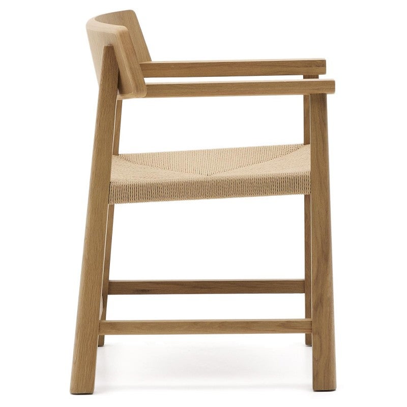 Timber Rope Seat Elund Oak Timber Stackable Dining Armchair with Rope Seat