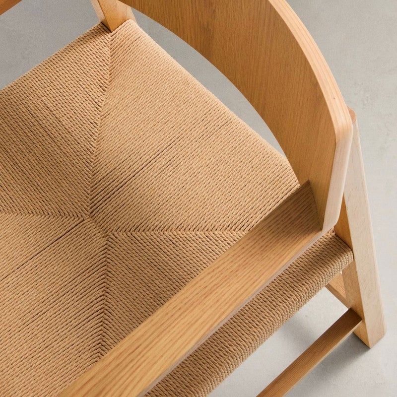 Timber Rope Seat Elund Oak Timber Stackable Dining Armchair with Rope Seat