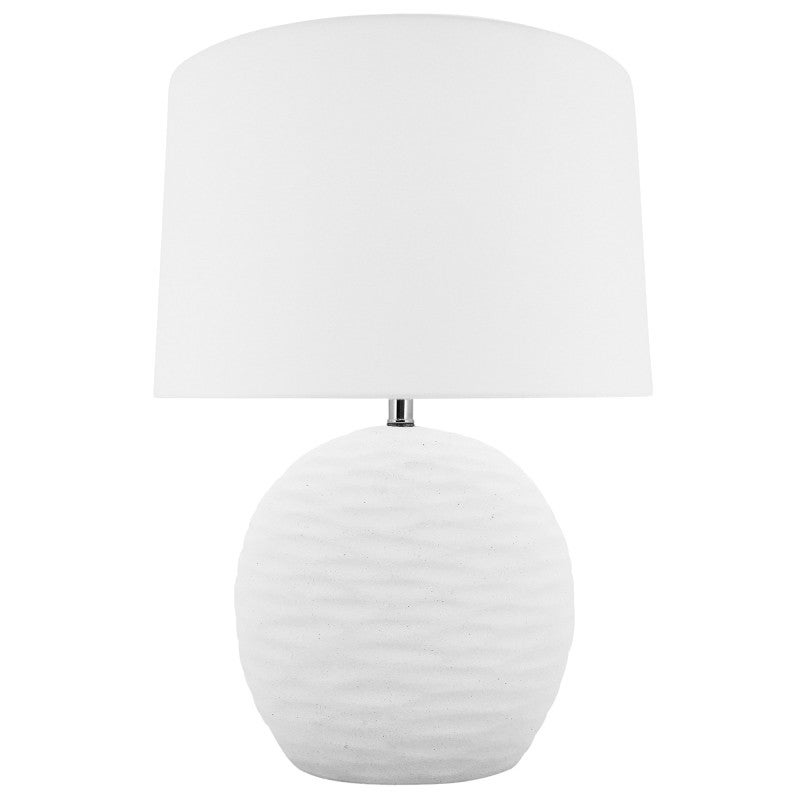 Kima Round Ceramic Base Table Lamp, White