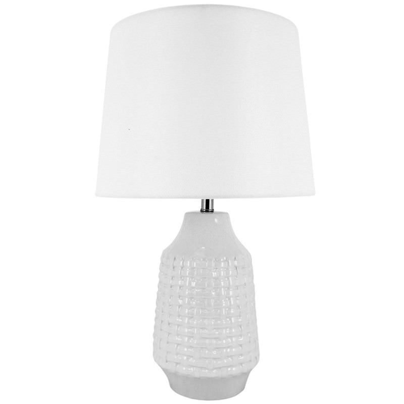 Aukra Ceramic Base Table Lamp, Gloss White / White
