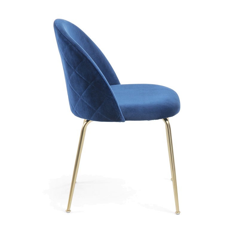 Loftus Velvet Fabric Dining Chair, Navy / Gold