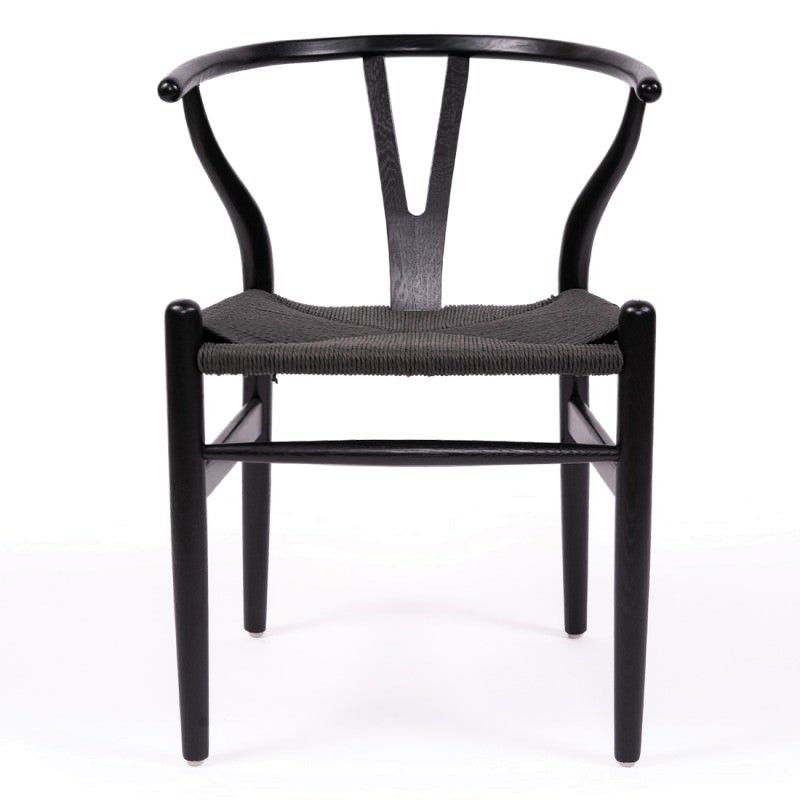 Hanx Replica Hans Wegner Wishbone Chair, Black