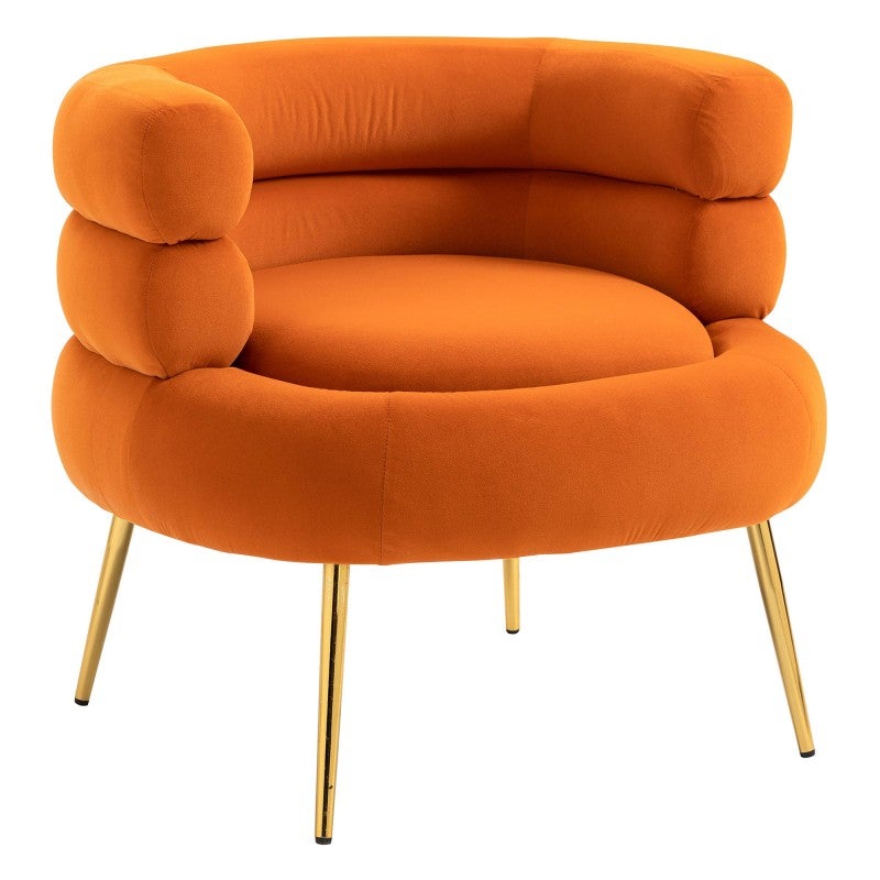 Michelle Velvet Fabric Accent Tub Chair, Orange