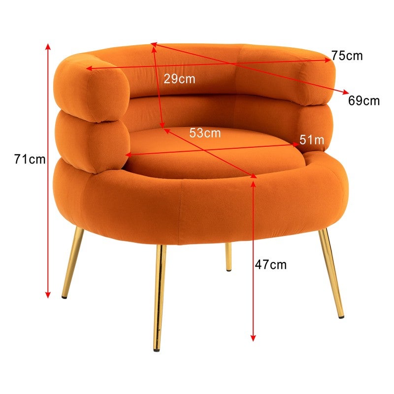 Michelle Velvet Fabric Accent Tub Chair, Orange