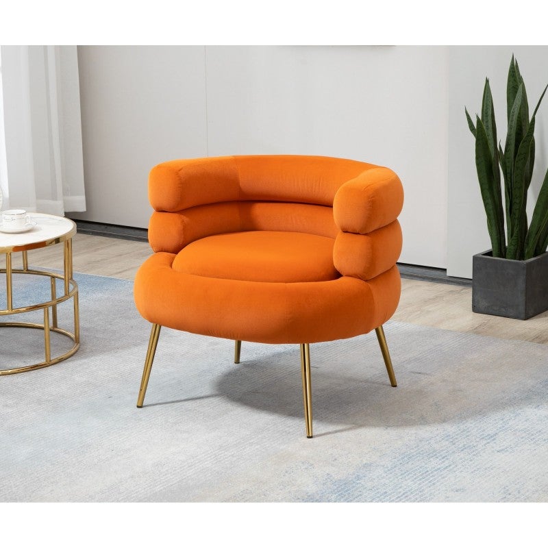 Michelle Velvet Fabric Accent Tub Chair, Orange
