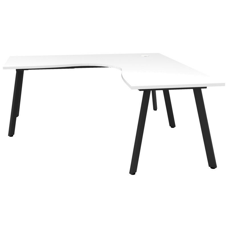Eternity Corner Office Desk, 180/150cm, White / Black