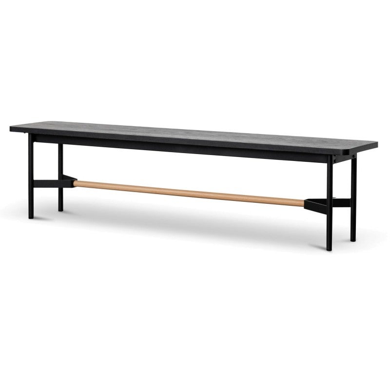 Alsike Wooden Dining Bench, 180cm, Black / Natural