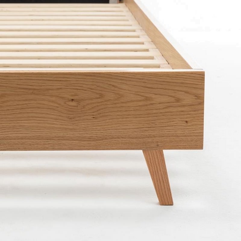 Emberon Chenille Fabric & Wood Platform Bed, Double