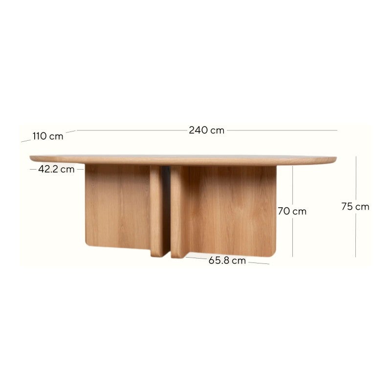 Zorvik Wooden Oval Dining Table, 240cm, Natural
