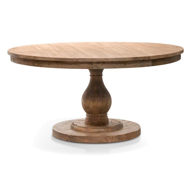 McGraths Reclaimed Elm Timber Round Dining Table, 150cm, Natural