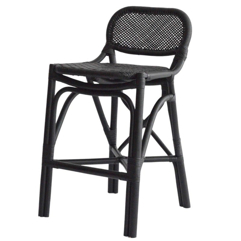 Fresno Rattan Counter Stool, Black