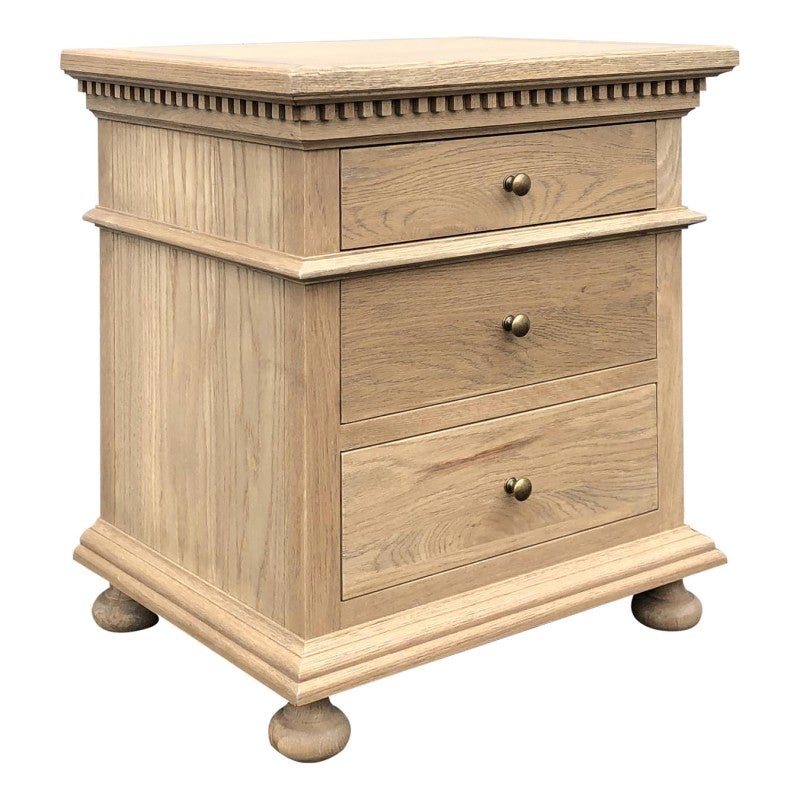Frances Oak Timber Bedside Table, Weathered Oak