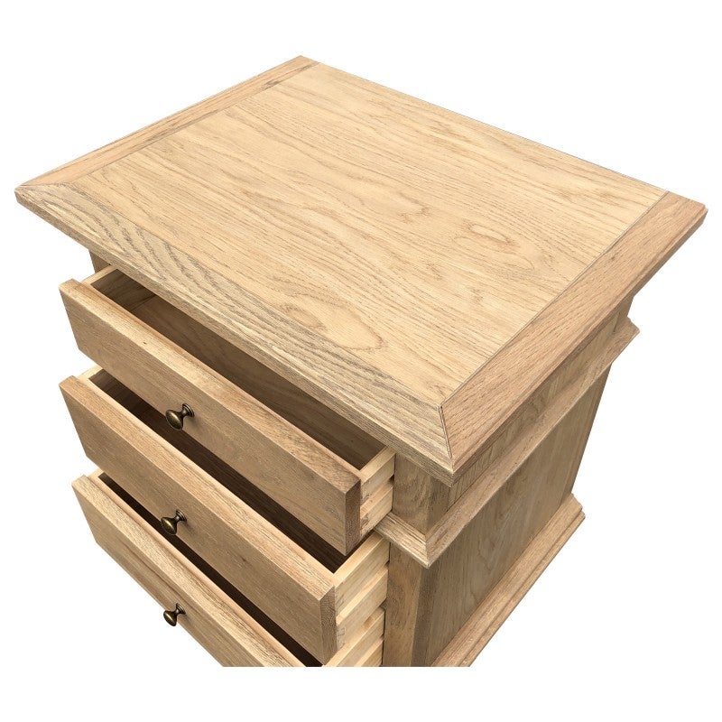 Frances Oak Timber Bedside Table, Weathered Oak
