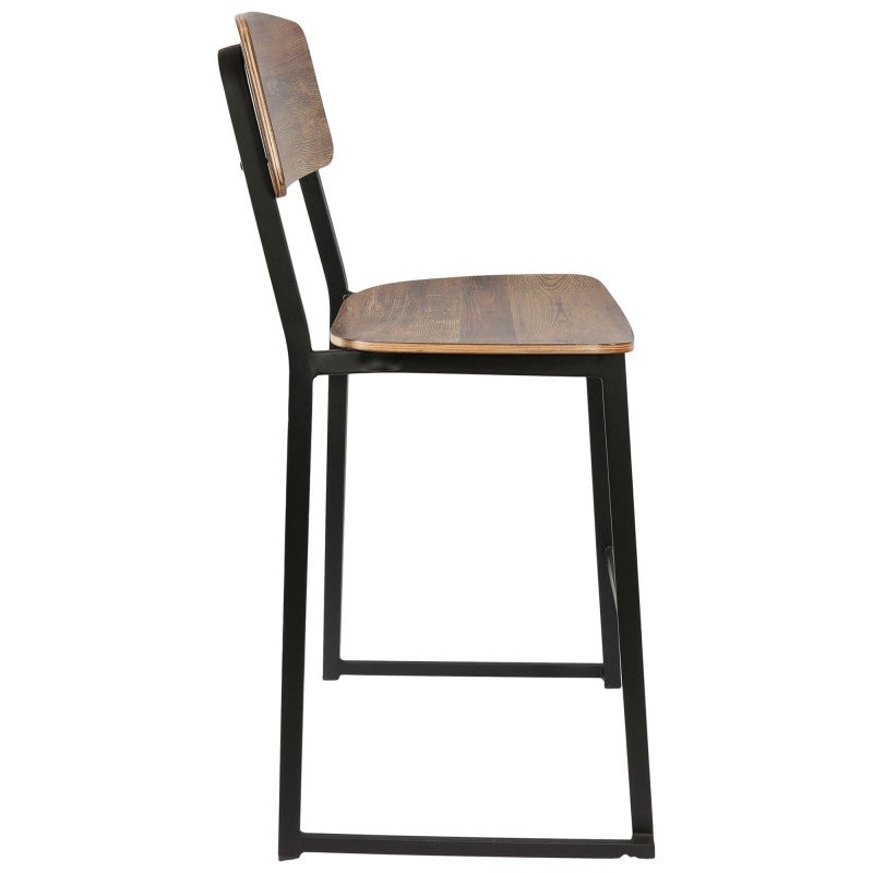 Durafurn Denver Commercial Grade Steel Bar Stool with Wooden Seat, Rustic