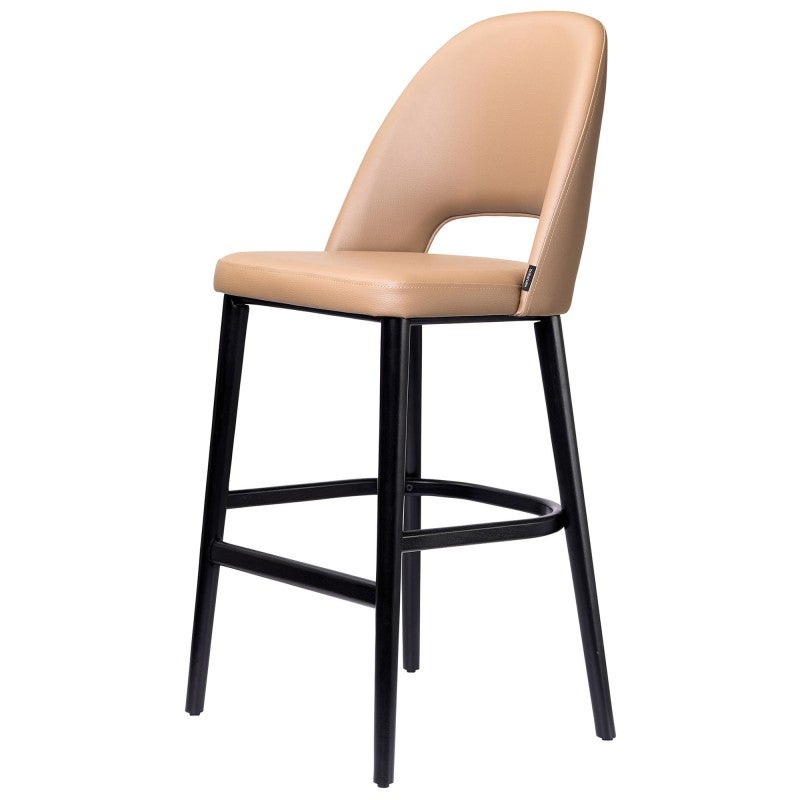 Durafurn Semifreddo Commercial Grade Vinyl Bar Stool, Taupe / Black