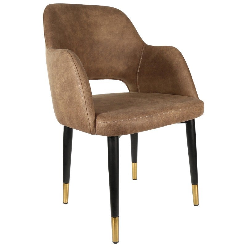 Durafurn Sorbet Commercial Grade Fabric Dining Armchair, Metal Leg, Mocha