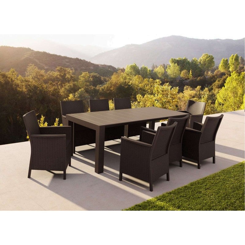 Siesta Vegas 9 Piece Commercial Grade Resin Rattan Outdoor Extendable