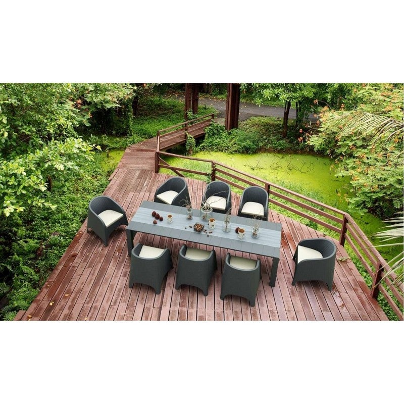 Siesta Vegas 9 Piece Commercial Grade Resin Rattan Outdoor Extendable