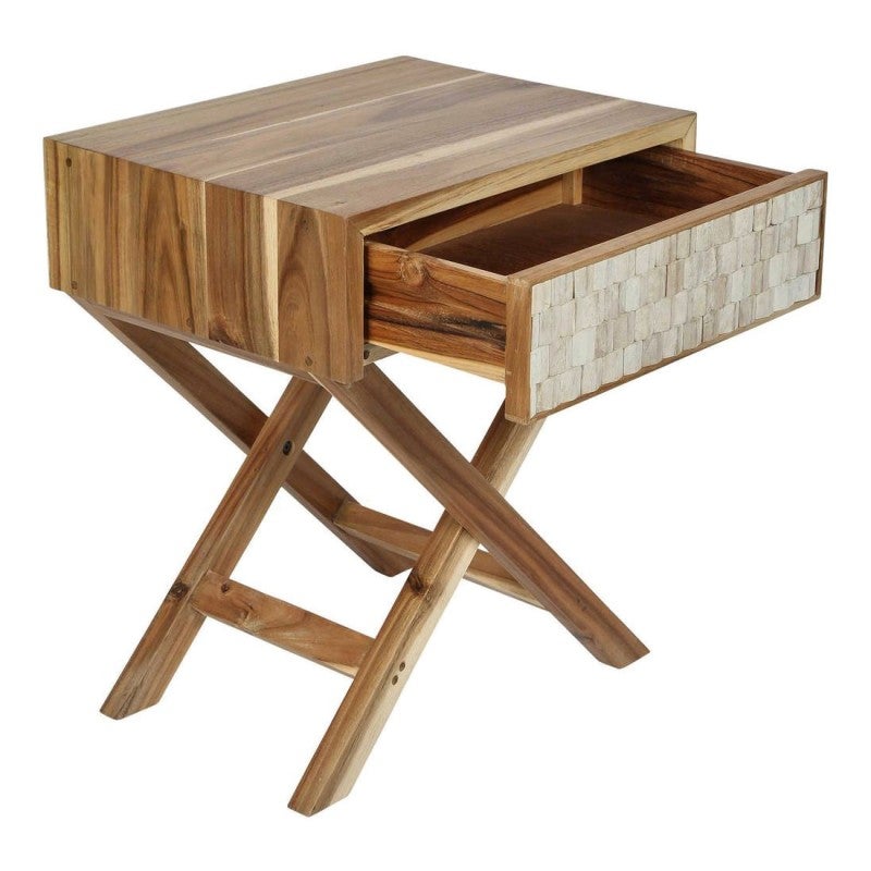 Toga Acacia Timber Cross Leg Side Table, Natural