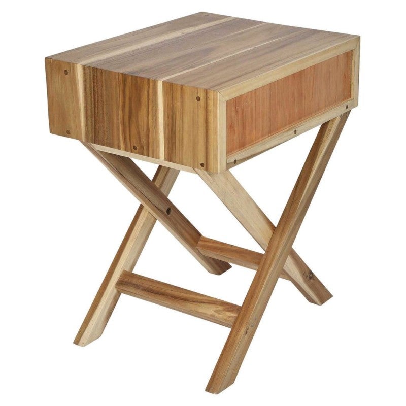 Toga Acacia Timber Cross Leg Side Table, Natural