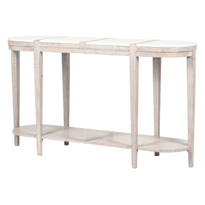 Cantara Marble Topped Mango Wood Oval Console Table, 140cm