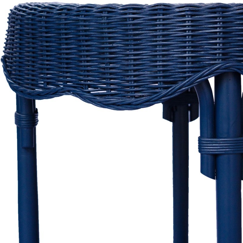 Sereia Rattan Round Side Table, Deep Blue