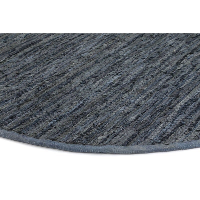 Gypsy Hand-tied Leather Round Rug, 240cm, Grey