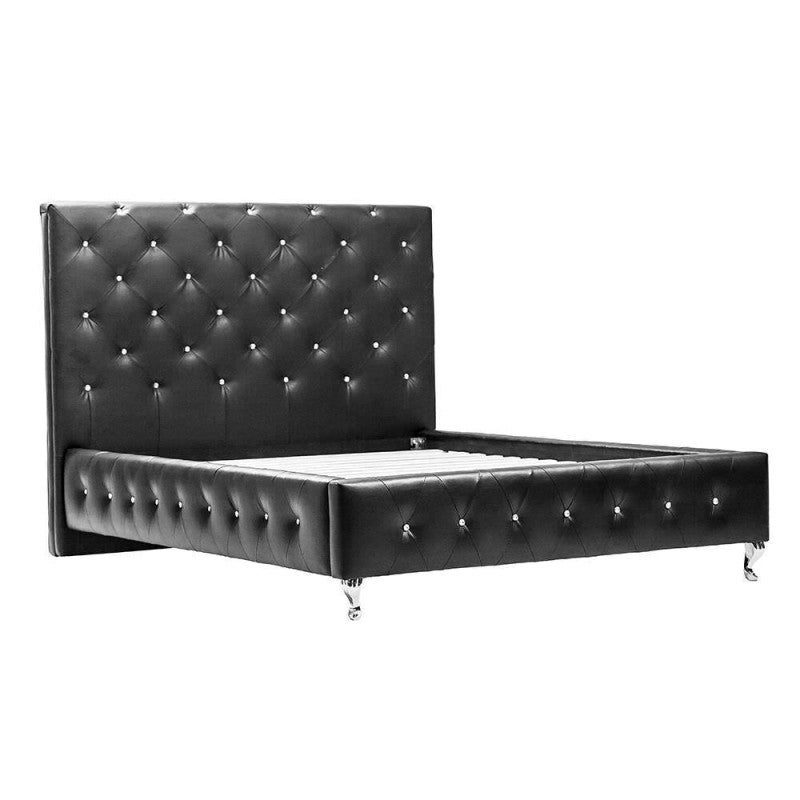 New York PU Leather Platform Bed, King, Black