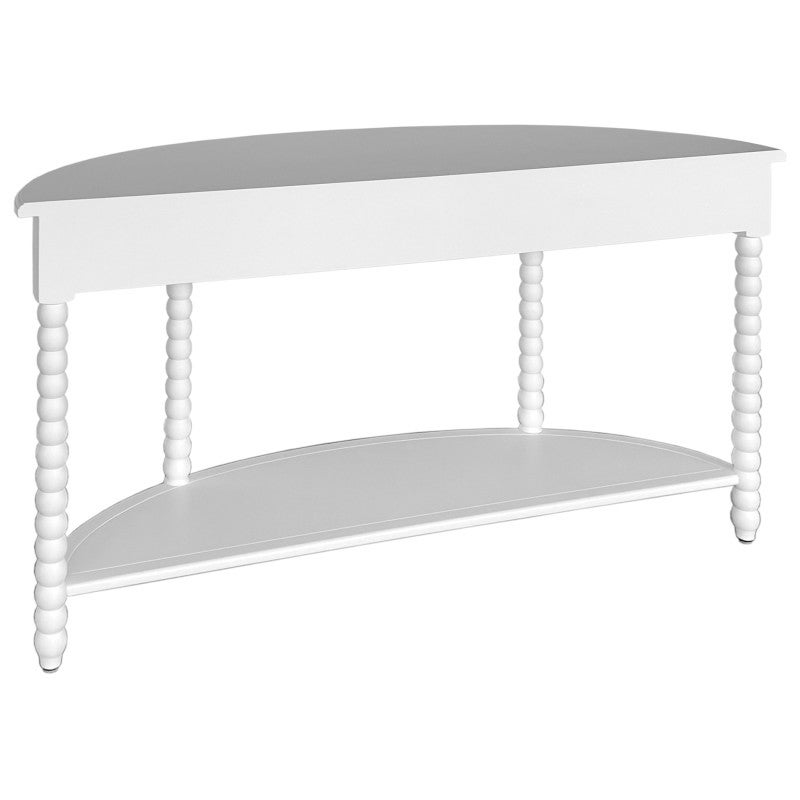 Bobbin Birch Timber Curved Console Table, 140cm, Matt White