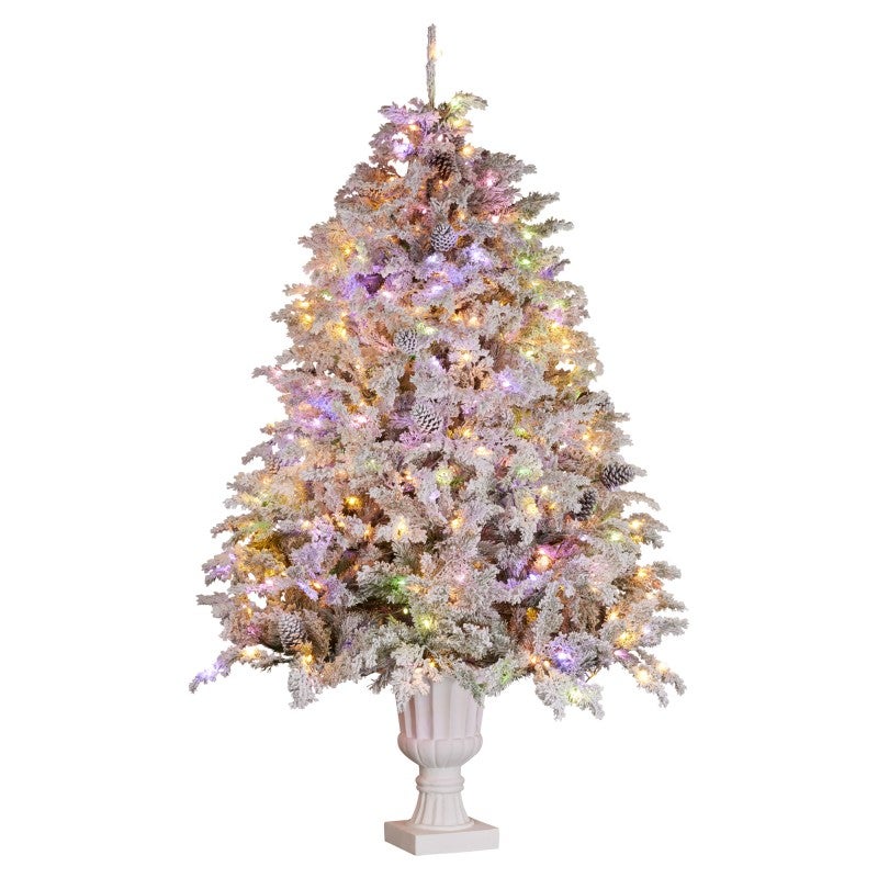 Alpine Fir Potted LED Light Up Artificial Christmas Tree, 229cm