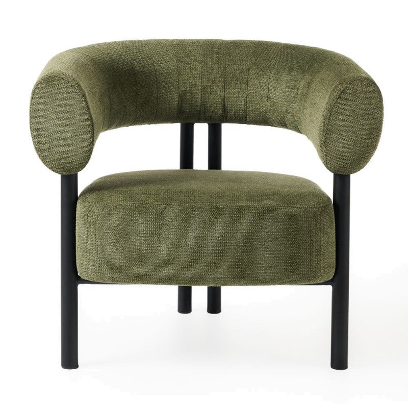 Harris Fabric & Metal Occasional Tub Chair, Moss / Black