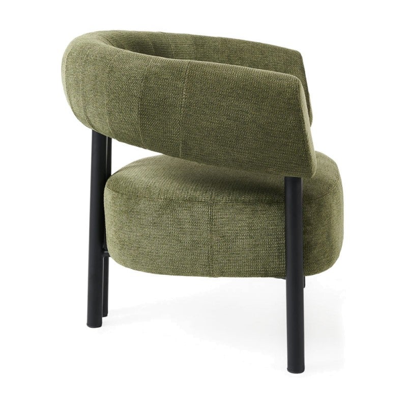 Harris Fabric & Metal Occasional Tub Chair, Moss / Black