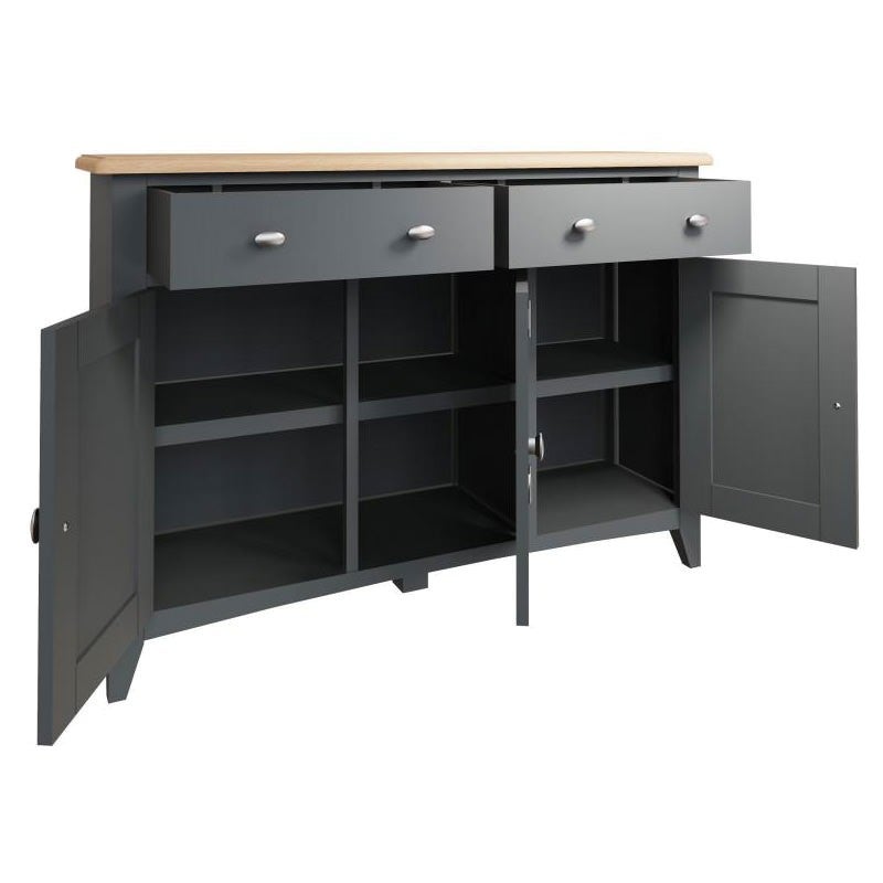 Mannford Wooden 3 Door 2 Drawer Sideboard, 130cm, Grey