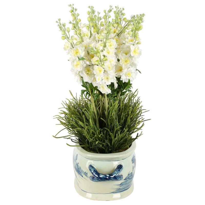 Mandy Artificial Delphinium in Porcelain Pot