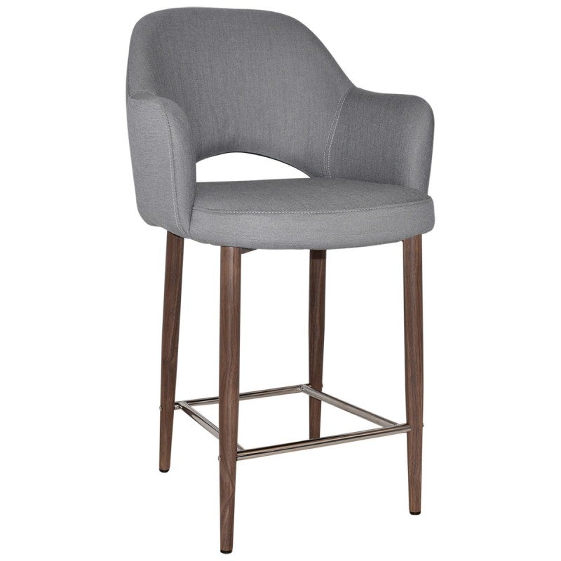 Albury Commercial Grade Gravity Fabric Counter Stool with Arm, Metal ...