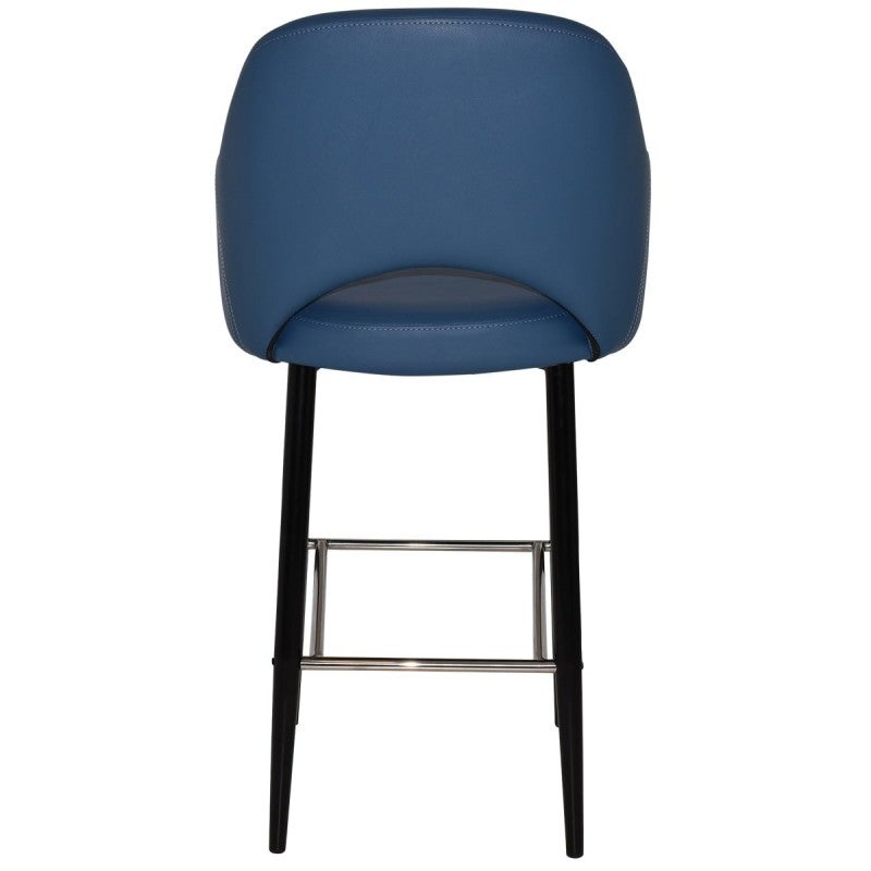 Albury Commercial Grade Vinyl Bar Stool with Arm, Metal Leg, Blue / Black