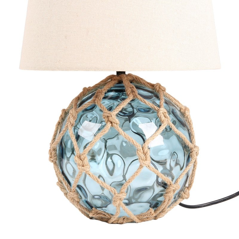 Jessamy Glass & Rope Base Table Lamp, Blue
