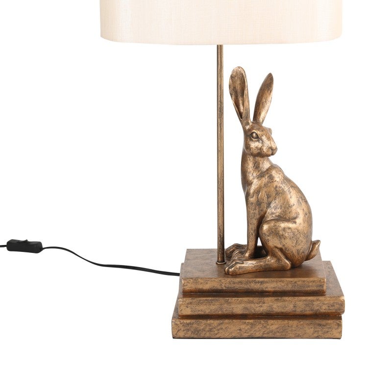 Rabbit Regal Table Lamp, Antique Copper