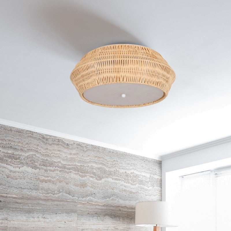 Kiri Rattan Flush Mount Ceiling Light