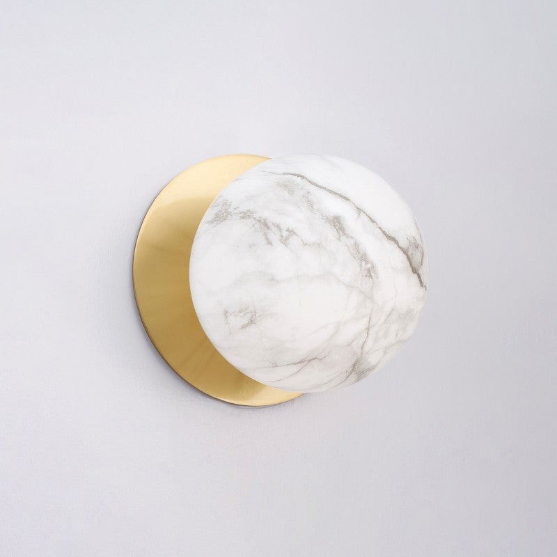 Odessa IP44 Dimmable LED Wall Light, Marble Glass Shade, 4000K, Small ...