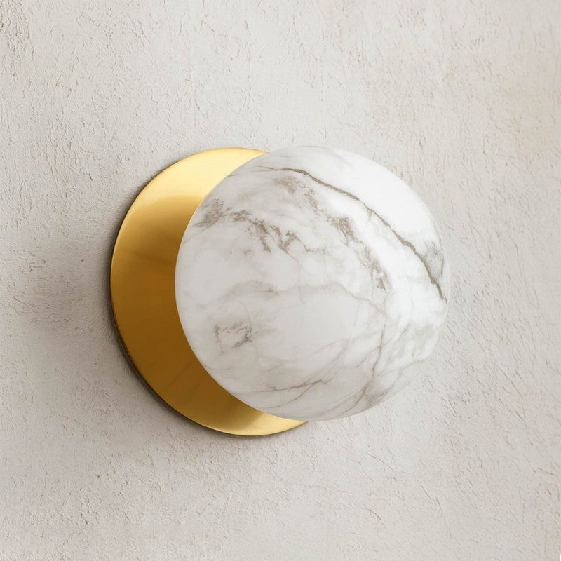 Odessa IP44 Dimmable LED Wall Light, Marble Glass Shade, 4000K, Large ...