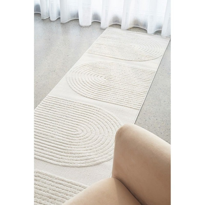 Modern Rug Lotus Rug Lotus Abbey Modern Runner Rug, 500x80cm, White