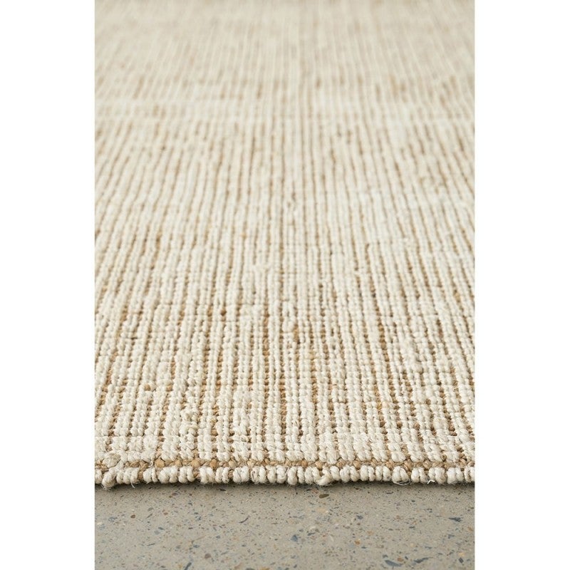 Morute Rug Madras Marlo Hand Loomed Jute Rug, 225x155cm, White