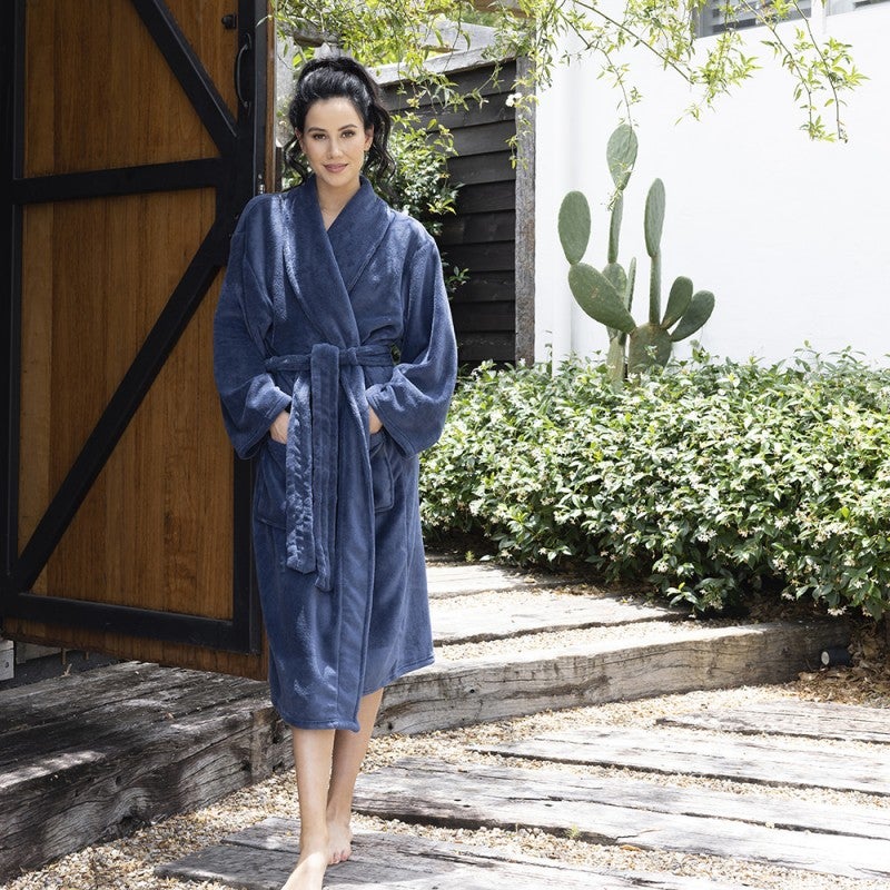 Small Bath Robe Bambury Microplush Bath Robe, Small / Medium, Denim