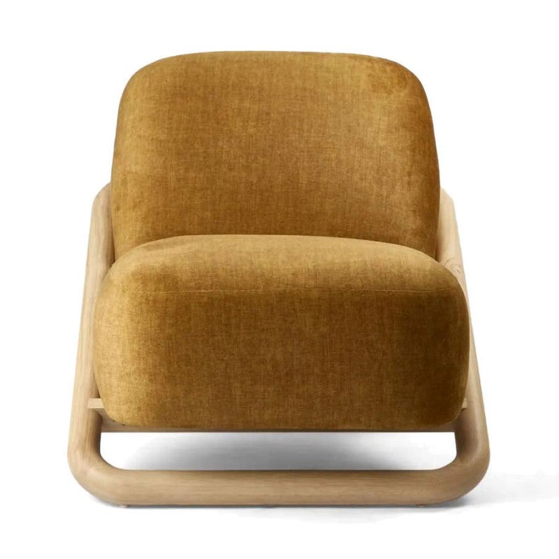 Rhodes Fabric & Timber Accent Chair, Mustard