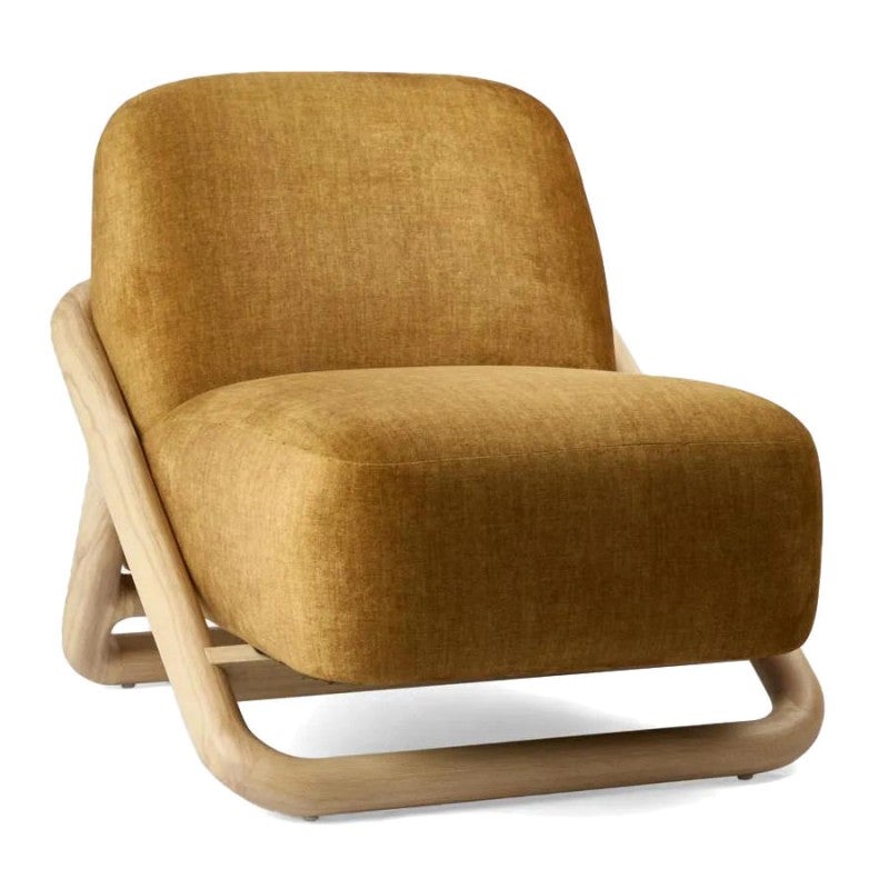 Rhodes Fabric & Timber Accent Chair, Mustard