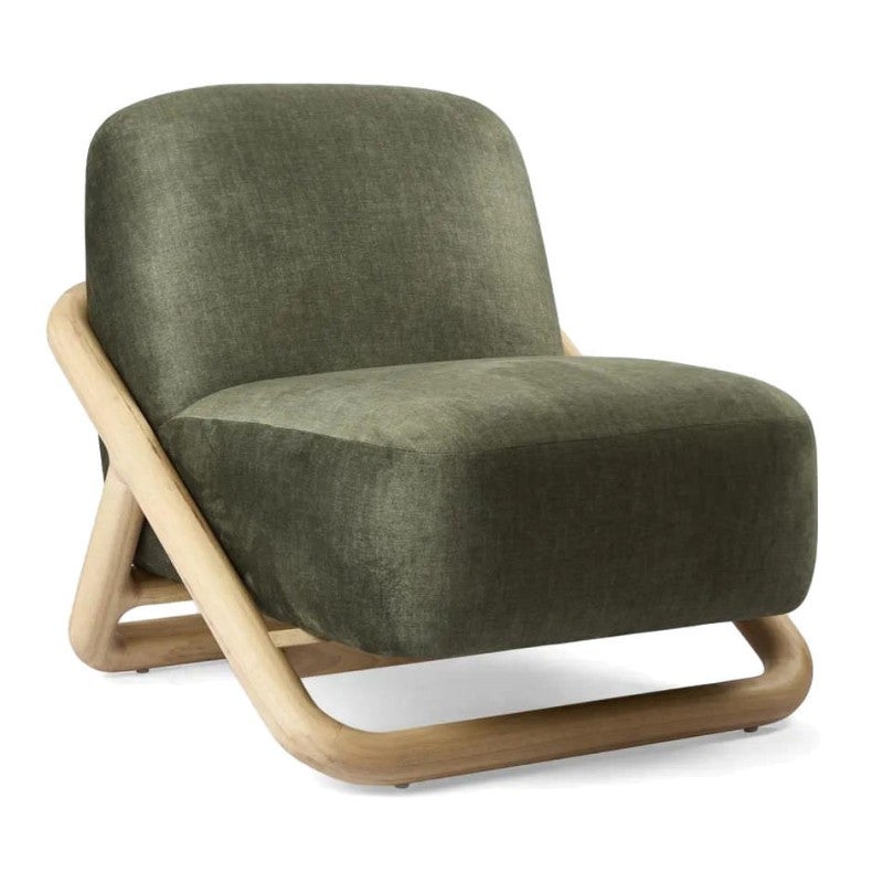 Rhodes Fabric & Timber Accent Chair, Green