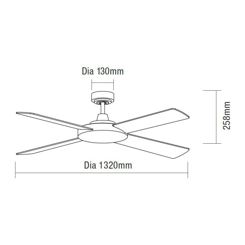 Martec Razor Indoor / Outdoor AC Ceiling Fan, 132cm/52