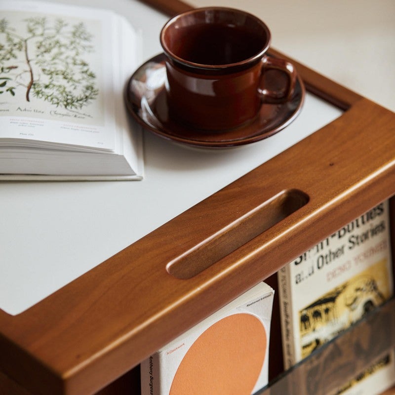 Aerlis Sintered Stone Top Boxwood Bar Cart with Pegboard & Magazine Rack